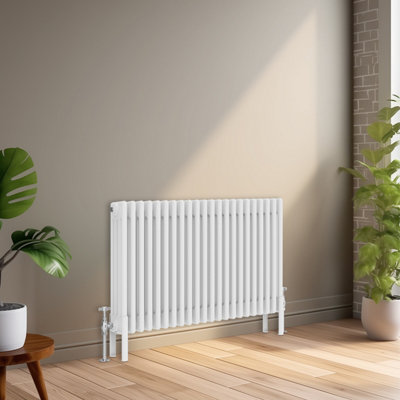 Right Radiators 600x1010 mm Horizontal Traditional 4 Column Cast Iron Style Radiator White