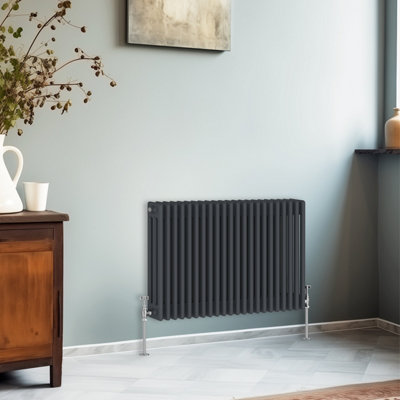 Right Radiators 600x1012 mm Horizontal Traditional 3 Column Cast Iron Style Radiator Anthracite