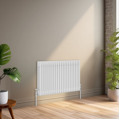 Right Radiators 600x1012 mm Horizontal Traditional 3 Column Cast Iron Style Radiator White