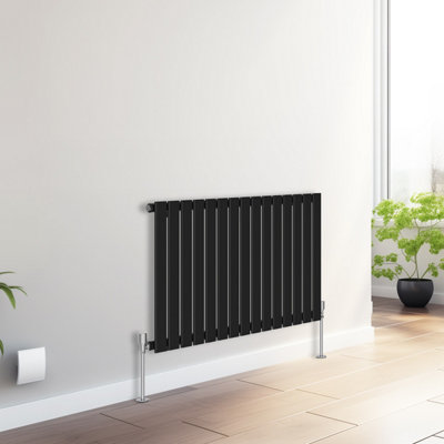 Right Radiators 600x1020 mm Horizontal Single Flat Panel Designer Radiator Black