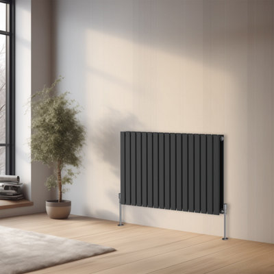 Right Radiators 600x1156 mm Horizontal Double Flat Panel Designer Radiator Anthracite