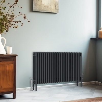 Right Radiators 600x1190 mm Horizontal Traditional 4 Column Cast Iron Style Radiator Anthracite