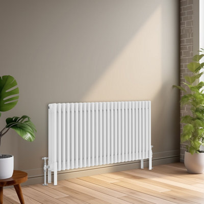 Right Radiators 600x1190 mm Horizontal Traditional 4 Column Cast Iron Style Radiator White