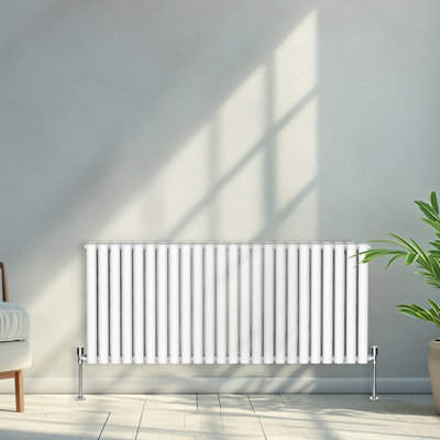 Right Radiators 600x1416mm Horizontal Double Oval Column Designer Radiator White