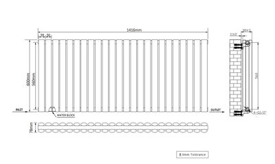 Right Radiators 600x1416mm Horizontal Double Oval Column Designer Radiator White