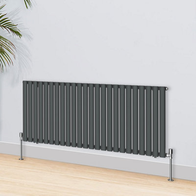 Right Radiators 600x1416mm Horizontal Single Oval Column Designer Radiator Anthracite