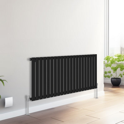 Right Radiators 600x1428 mm Horizontal Single Flat Panel Designer Radiator Black