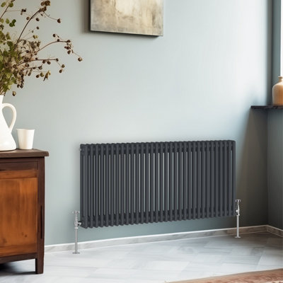 Right Radiators 600x1460 mm Horizontal Traditional 2 Column Cast Iron Style Radiator Anthracite