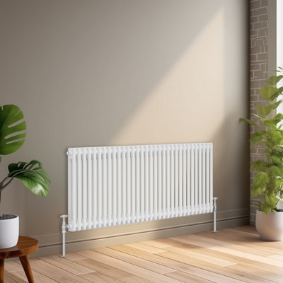 Right Radiators 600x1460 mm Horizontal Traditional 2 Column Cast Iron Style Radiator White