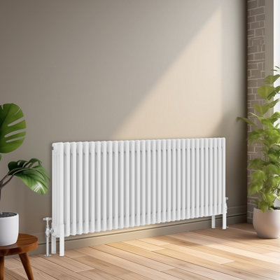 Right Radiators 600x1460 mm Horizontal Traditional 4 Column Cast Iron Style Radiator White