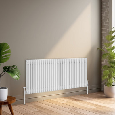 Right Radiators 600x1462 mm Horizontal Traditional 3 Column Cast Iron Style Radiator White