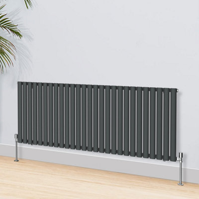 Right Radiators 600x1593mm Horizontal Single Oval Column Designer Radiator Anthracite