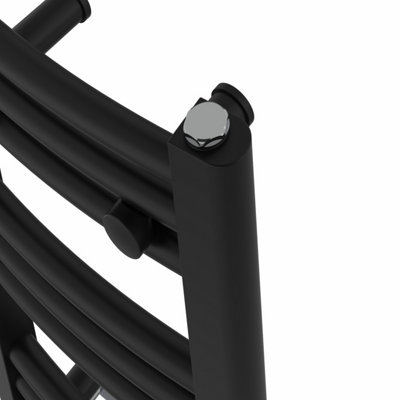 Right Radiators 600x300 mm Curved Heated Towel Rail Radiator Bathroom Ladder Warmer Black