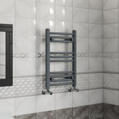 Right Radiators 600x400 mm Curved Heated Towel Rail Radiator Bathroom Ladder Warmer Anthracite