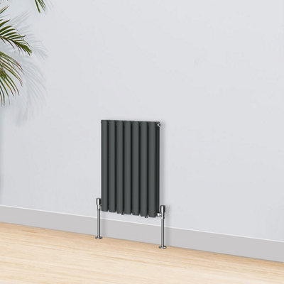 Right Radiators 600x413mm Horizontal Double Oval Column Designer Radiator Anthracite