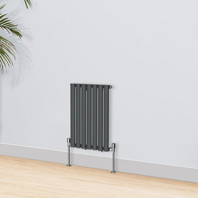 Right Radiators 600x413mm Horizontal Single Oval Column Designer Radiator Anthracite