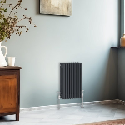 Right Radiators 600x427 mm Horizontal Traditional 3 Column Cast Iron Style Radiator Anthracite