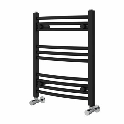 Right Radiators 600x500 mm Curved Heated Towel Rail Radiator Bathroom Ladder Warmer Black