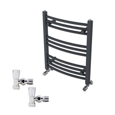 Right Radiators 600x500mm Anthracite Curved Heated Towel Rail Radiator ...