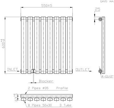 Right Radiators 600x550 mm Horizontal Single D Shape Flat Panel ...