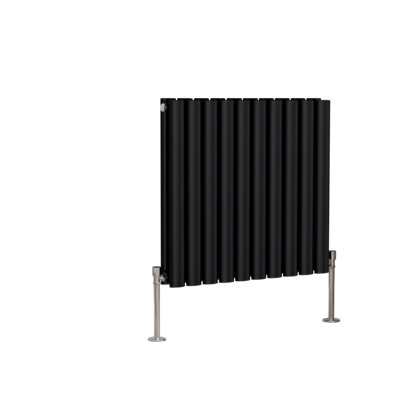 Right Radiators 600x590mm Horizontal Double Oval Column Designer Radiator Black