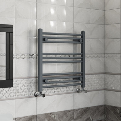 Right Radiators 600x600 mm Curved Heated Towel Rail Radiator Bathroom Ladder Warmer Anthracite