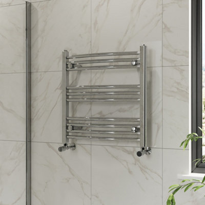 Right Radiators 600x600 mm Curved Heated Towel Rail Radiator Bathroom Ladder Warmer Chrome