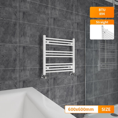 Right Radiators 600x600 mm Straight Heated Towel Rail Radiator Bathroom Ladder Warmer White