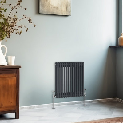 Right Radiators 600x605 mm Horizontal Traditional 2 Column Cast Iron Style Radiator Anthracite