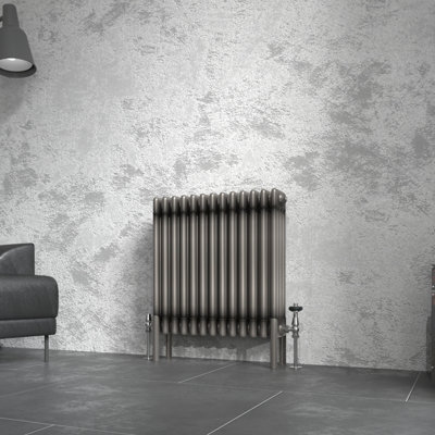 Right Radiators 600x605 mm Horizontal Traditional 4 Column Cast Iron Style Radiator Raw Metal