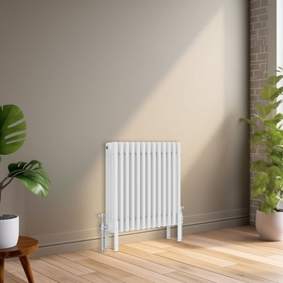 Right Radiators 600x605 mm Horizontal Traditional 4 Column Cast Iron Style Radiator White