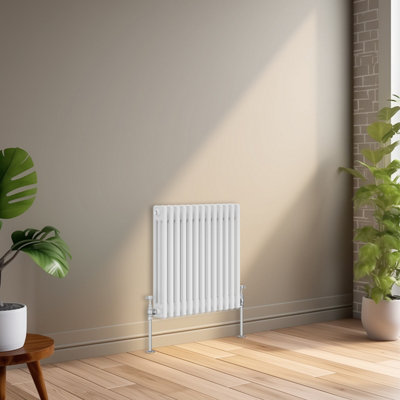 Right Radiators 600x607 mm Horizontal Traditional 3 Column Cast Iron Style Radiator White