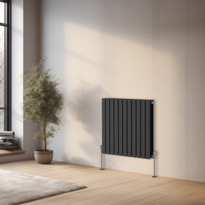 Right Radiators 600x748 mm Horizontal Double Flat Panel Designer Radiator Anthracite