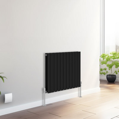 Right Radiators 600x748 mm Horizontal Double Flat Panel Designer Radiator Black