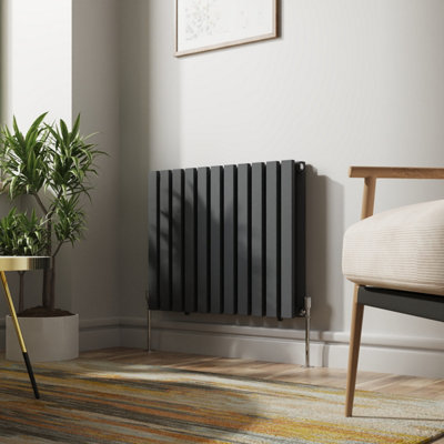 Right Radiators 600x760 mm Horizontal Double D Shape Flat Panel Designer Radiator Anthracite