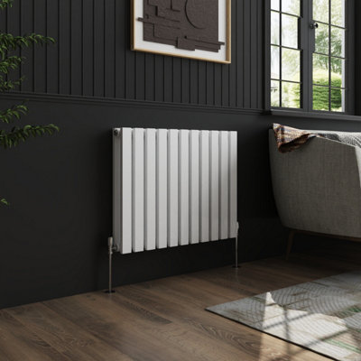 Right Radiators 600x760 mm Horizontal Double D Shape Flat Panel Designer Radiator White