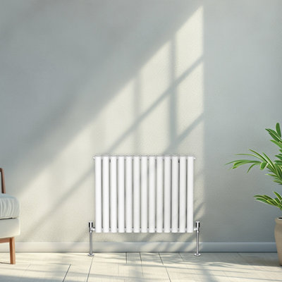 Right Radiators 600x767mm Horizontal Double Oval Column Designer Radiator White