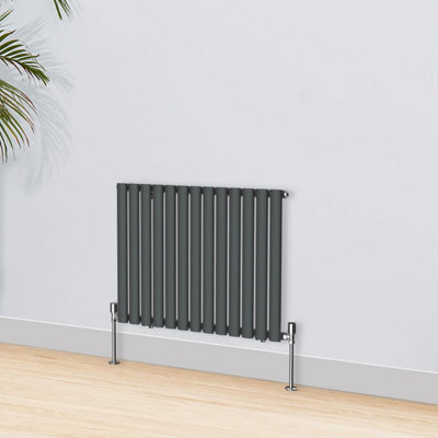 Right Radiators 600x767mm Horizontal Single Oval Column Designer Radiator Anthracite