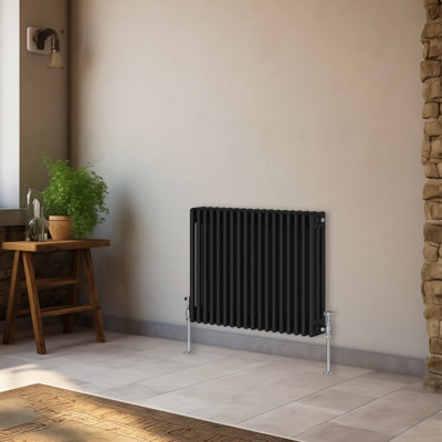 Right Radiators 600x832 mm Horizontal Traditional 3 Column Cast Iron Style Radiator Black