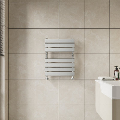 Right Radiators 650x500 mm Flat Panel Heated Towel Rail Radiator Bathroom Ladder Warmer Chrome