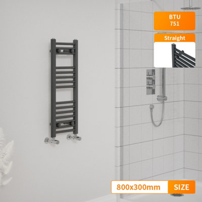 Right Radiators 800x300 mm Straight Heated Towel Rail Radiator Bathroom Ladder Warmer Anthracite