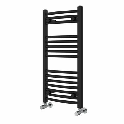 Right Radiators 800x400 mm Curved Heated Towel Rail Radiator Bathroom Ladder Warmer Black