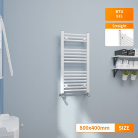 Right Radiators 800x400 mm Straight Heated Towel Rail Radiator Bathroom Ladder Warmer White