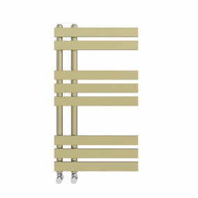 Right Radiators 800x450 mm Designer D Shape Heated Towel Rail Radiator Bathroom Ladder Warmer Brushed Brass