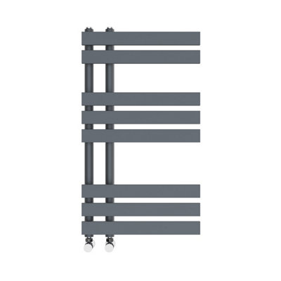 Right Radiators 800x450 mm Designer D Shape Heated Towel Rail Radiator Bathroom Ladder Warmer Sand Grey