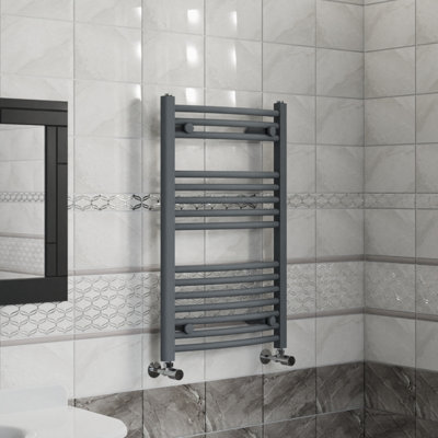 Right Radiators 800x500 mm Curved Heated Towel Rail Radiator Bathroom Ladder Warmer Anthracite