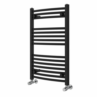 Right Radiators 800x500 mm Curved Heated Towel Rail Radiator Bathroom Ladder Warmer Black