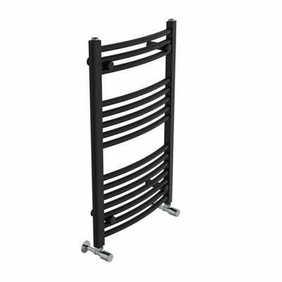 Right Radiators 800x500 mm Curved Heated Towel Rail Radiator Bathroom Ladder Warmer Black
