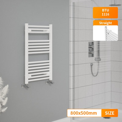 Right Radiators 800x500 mm Straight Heated Towel Rail Radiator Bathroom Ladder Warmer White