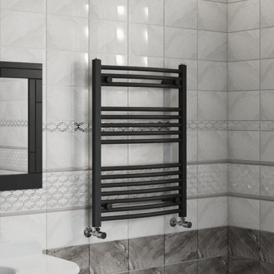 Right Radiators 800x600 mm Curved Heated Towel Rail Radiator Bathroom Ladder Warmer Black